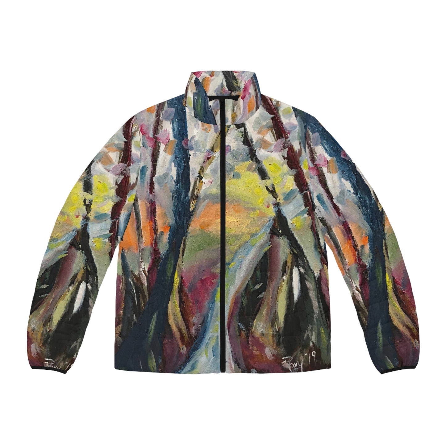 Men's Puffer Jacket - Roxy Rich Art, Abstract Autumn Lane-Cotswolds