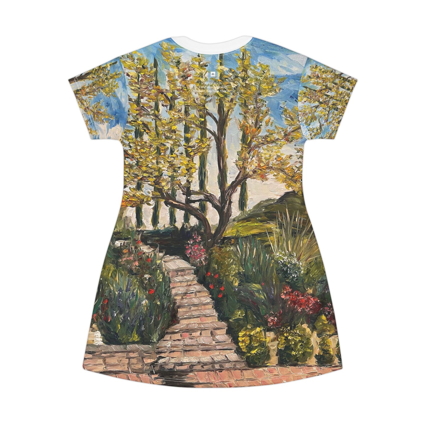 T-Shirt Dress (AOP)-Tree and Garden at Gershon Bachus Vintners