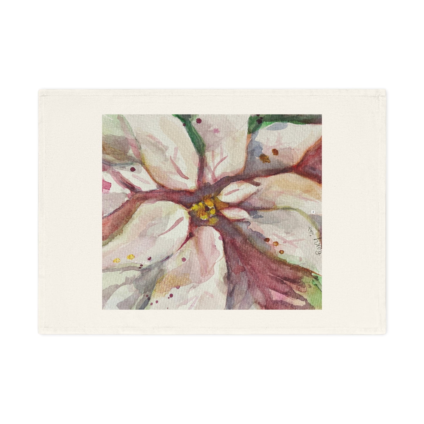 Elegant White Poinsettias Organic Vegan Cotton Tea Towel