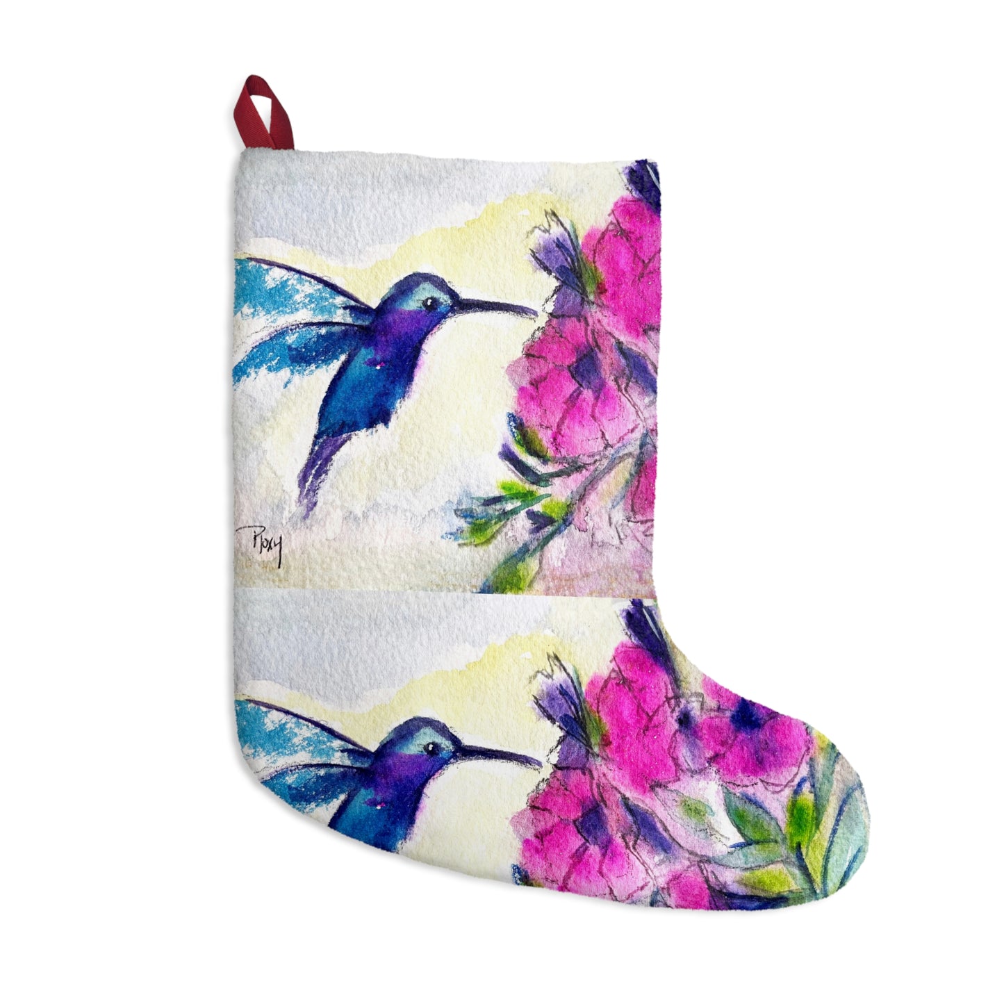 Hummingbird with Pink Flowers Christmas Stocking