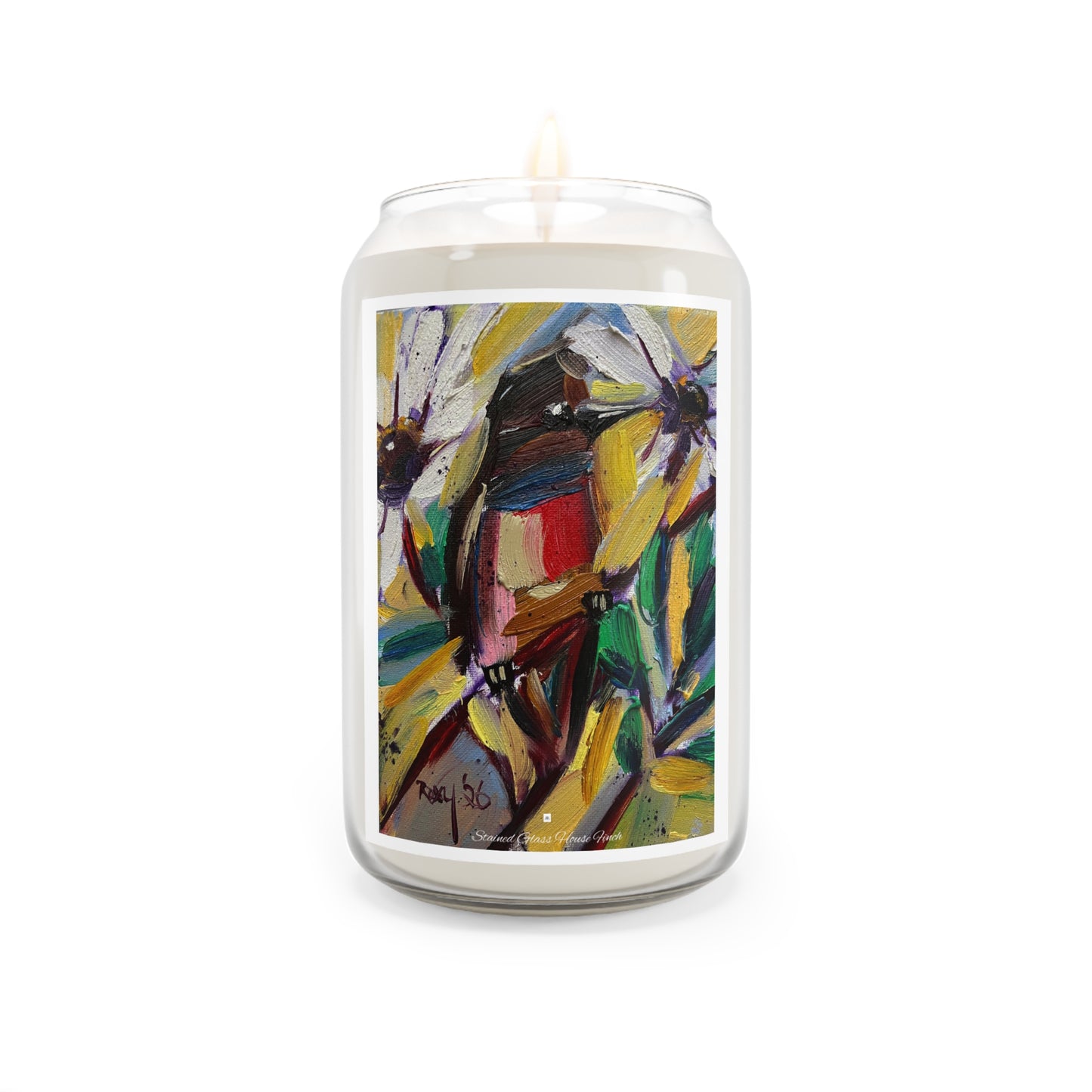 Scented Candle, 13.75oz-Stained Glass House Finch
