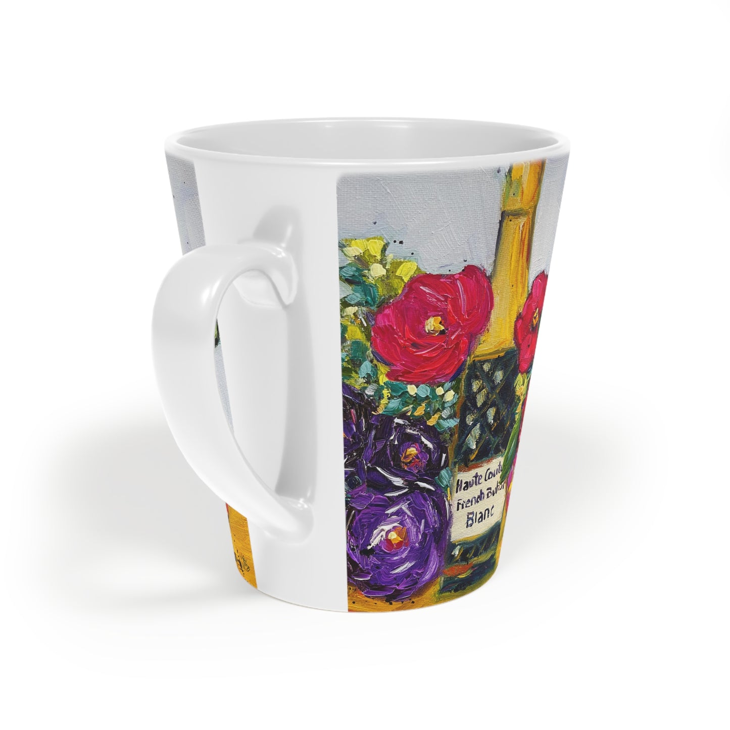 French Bubbles-Champagne and Roses Latte Mug, 12oz