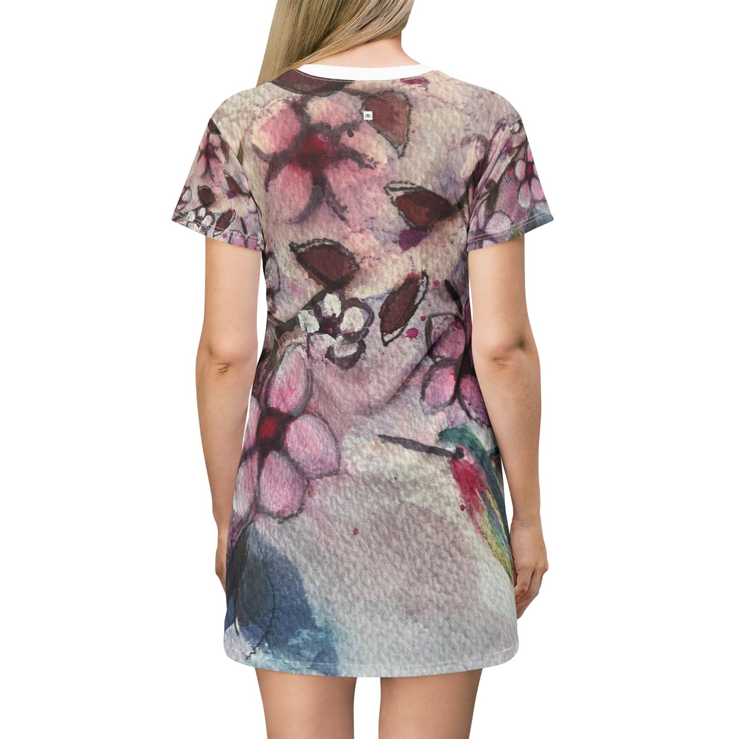 T-Shirt Dress -Hummingbird in Cherry Blossoms