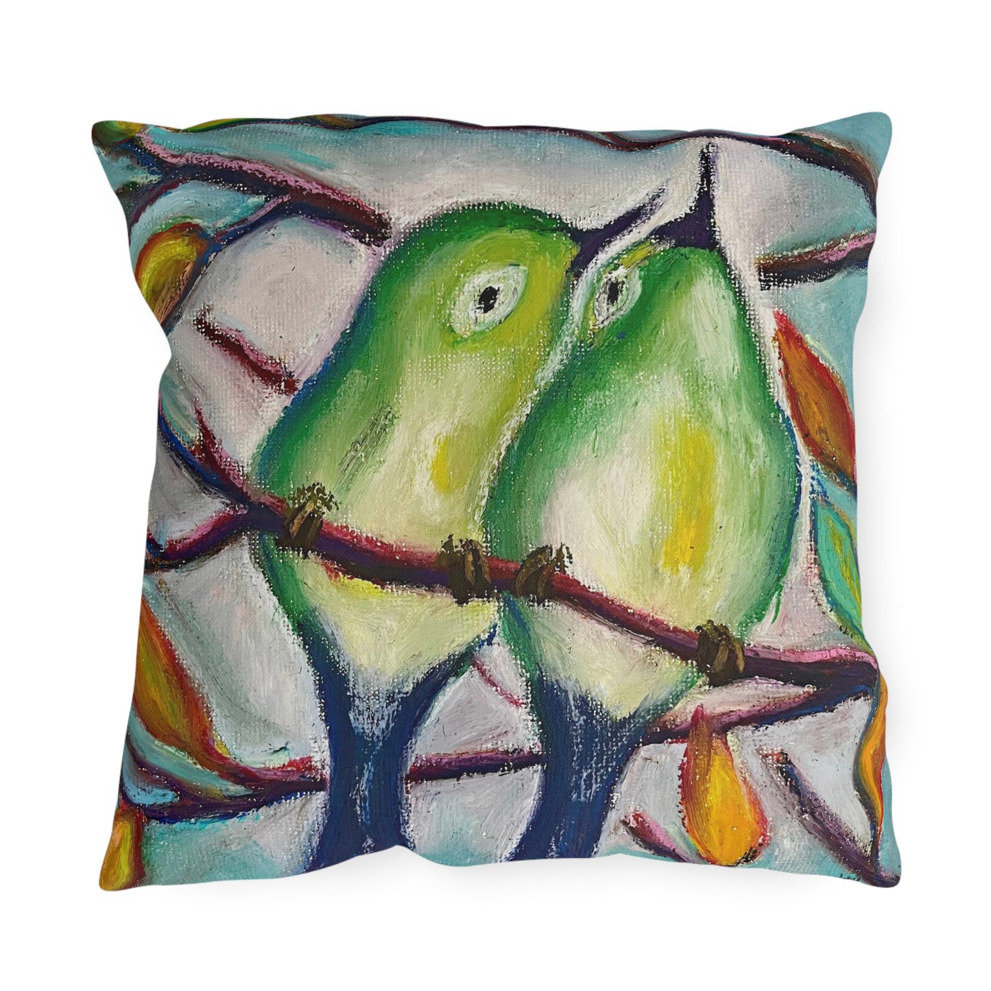 Cuddling Warblers Outdoor Pillows