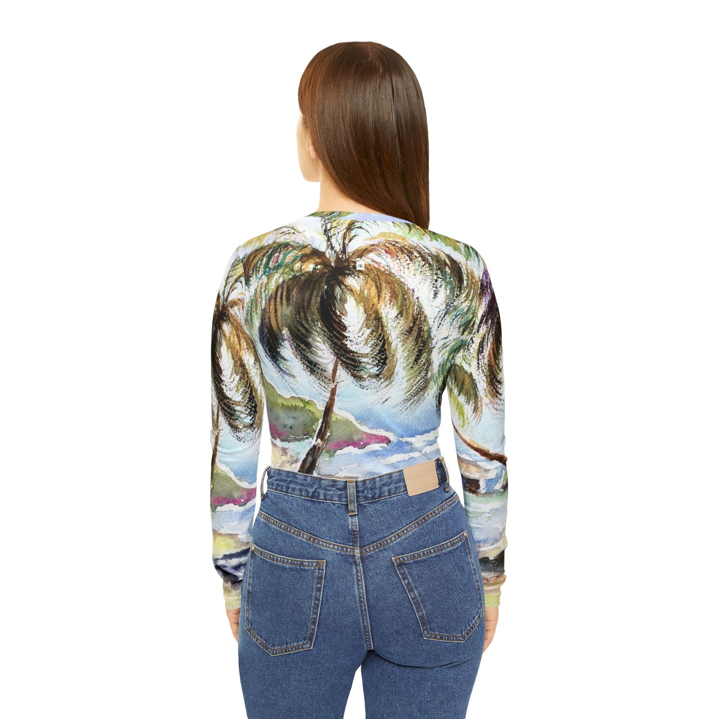 Long Sleeve Shirt-Hawaii Awaits Palm Trees V-neck Women's