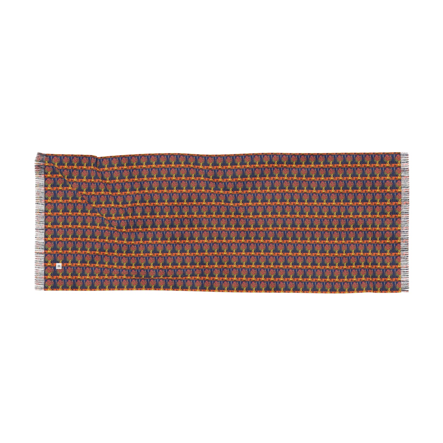 Autumn Coral Rose Scarf — Elegant Fall Floral Wrap