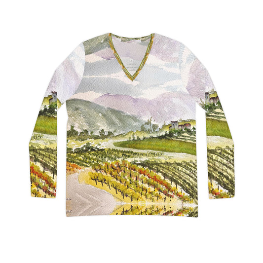 Long Sleeve Shirt-Road Down from the Villa at GBV  - V-neck Women's