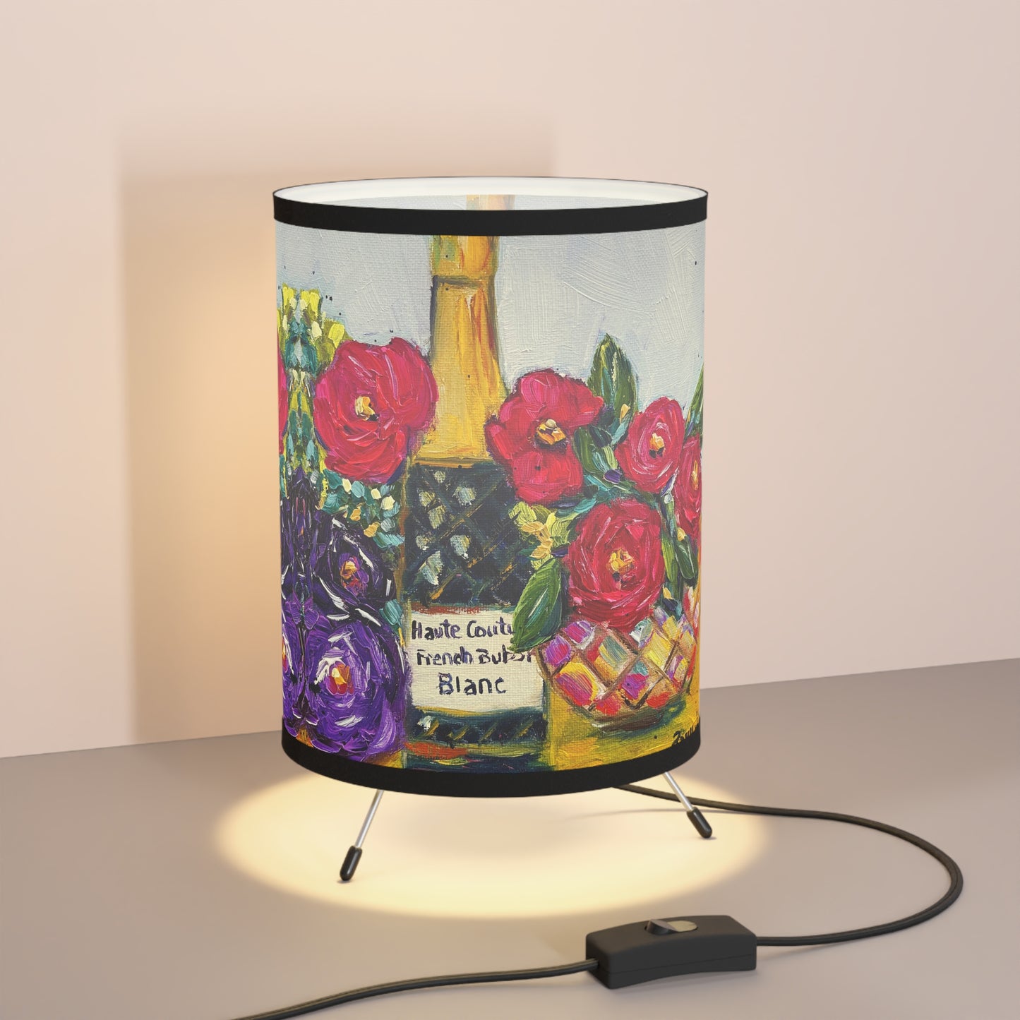 French Bubbles-Champagne and Roses- Tripod Lamp