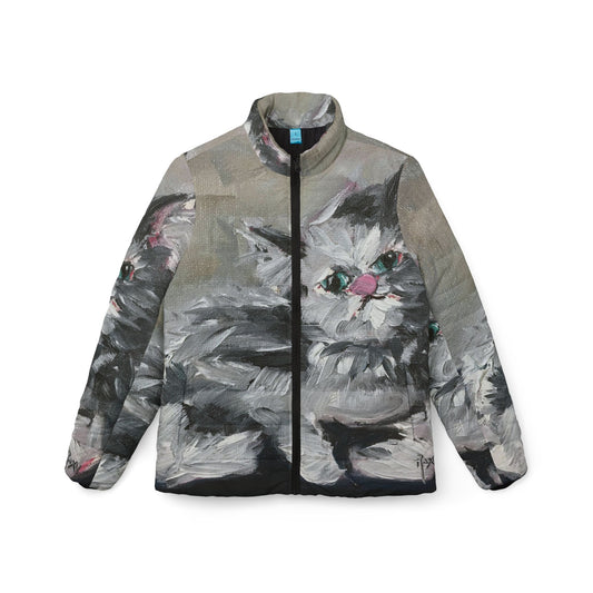 Women's Puffer Jacket - Roxy Rich Fine Art -Babe Fluffy Persian Cat