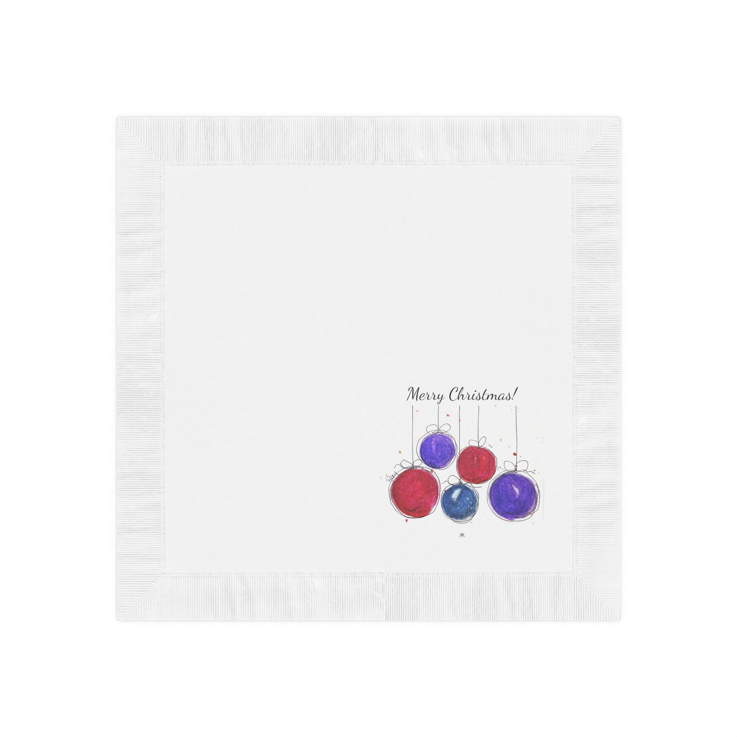 Merry Christmas! Baubles-White Coined Napkins