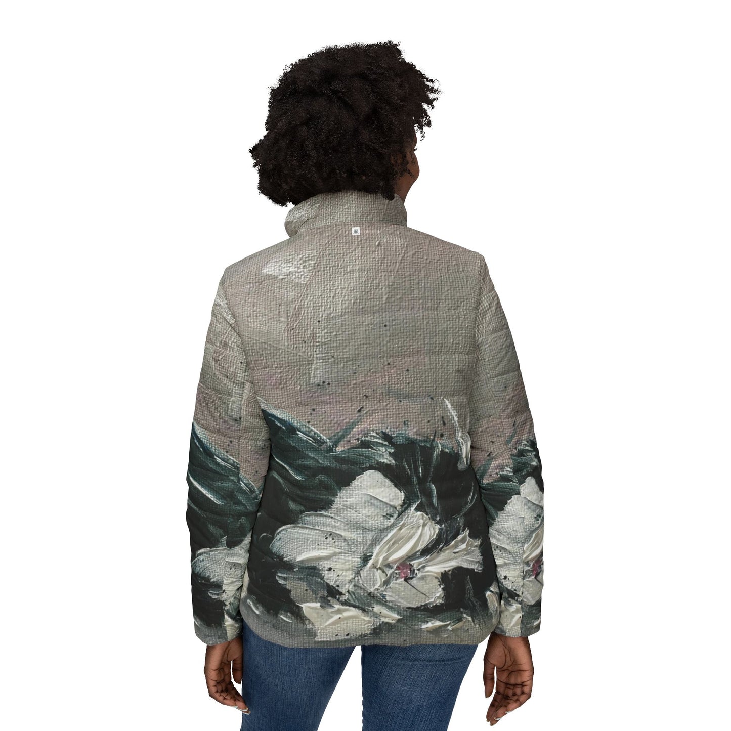 Women's Puffer Jacket - Roxy Rich Fine Art -Sleep Kitty Tuxedo Cat Sleeping