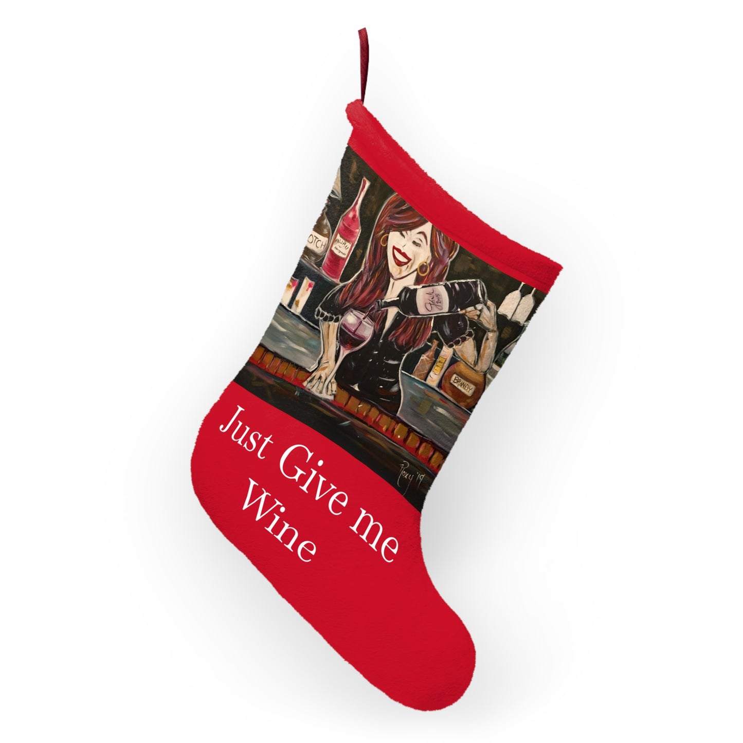 Sassy Notes "Just Give me Wine" Christmas Stocking