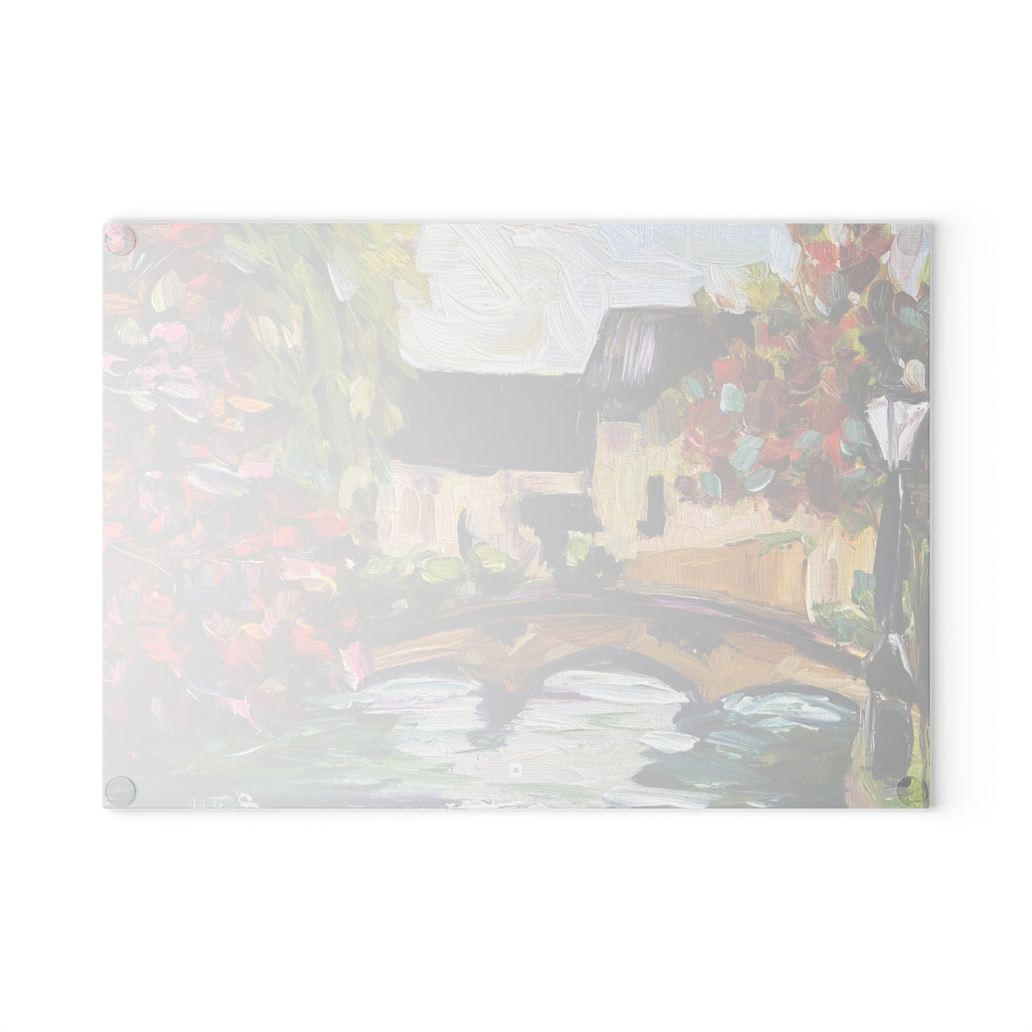 Autumn in Bourton on the Water Cotswolds Glass Cutting Board