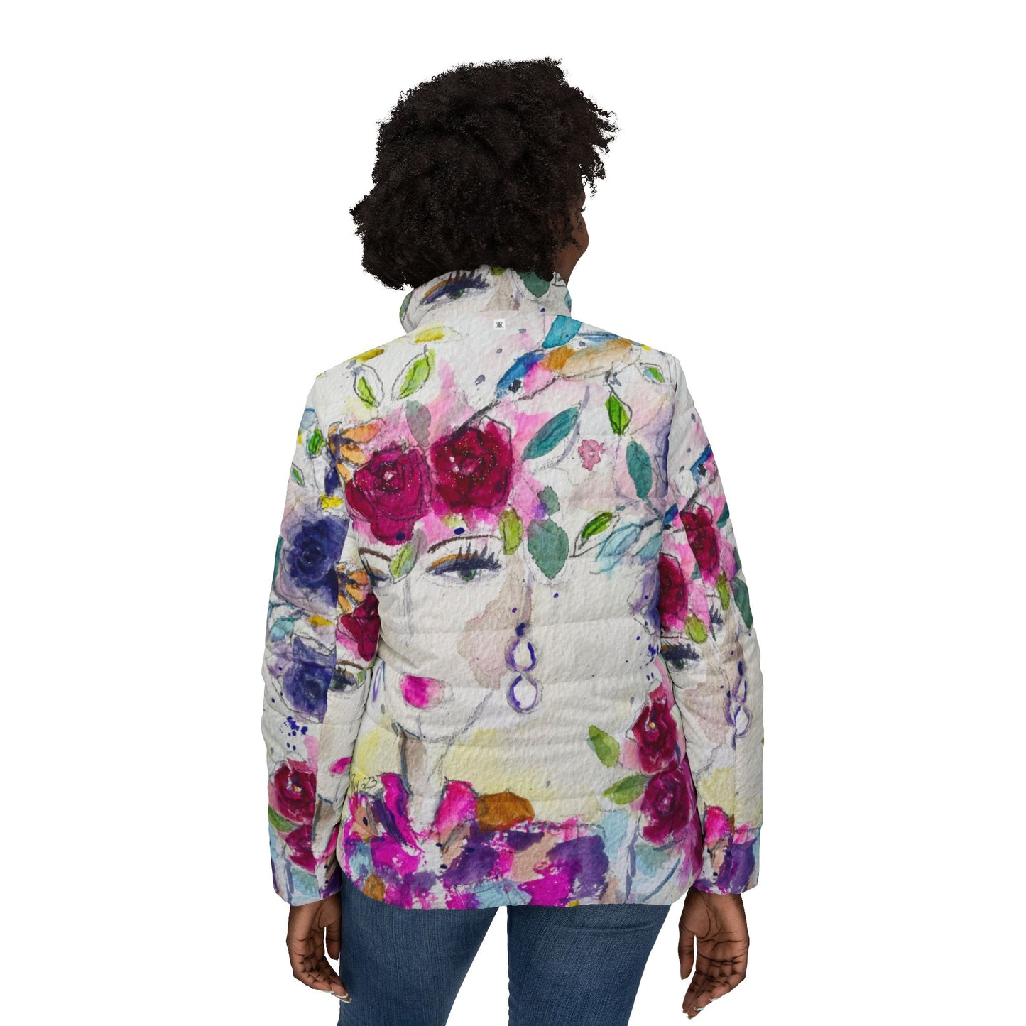 Women's Puffer Jacket - Roxy Rich Fine Art Design-Houte Couture Hummingbird