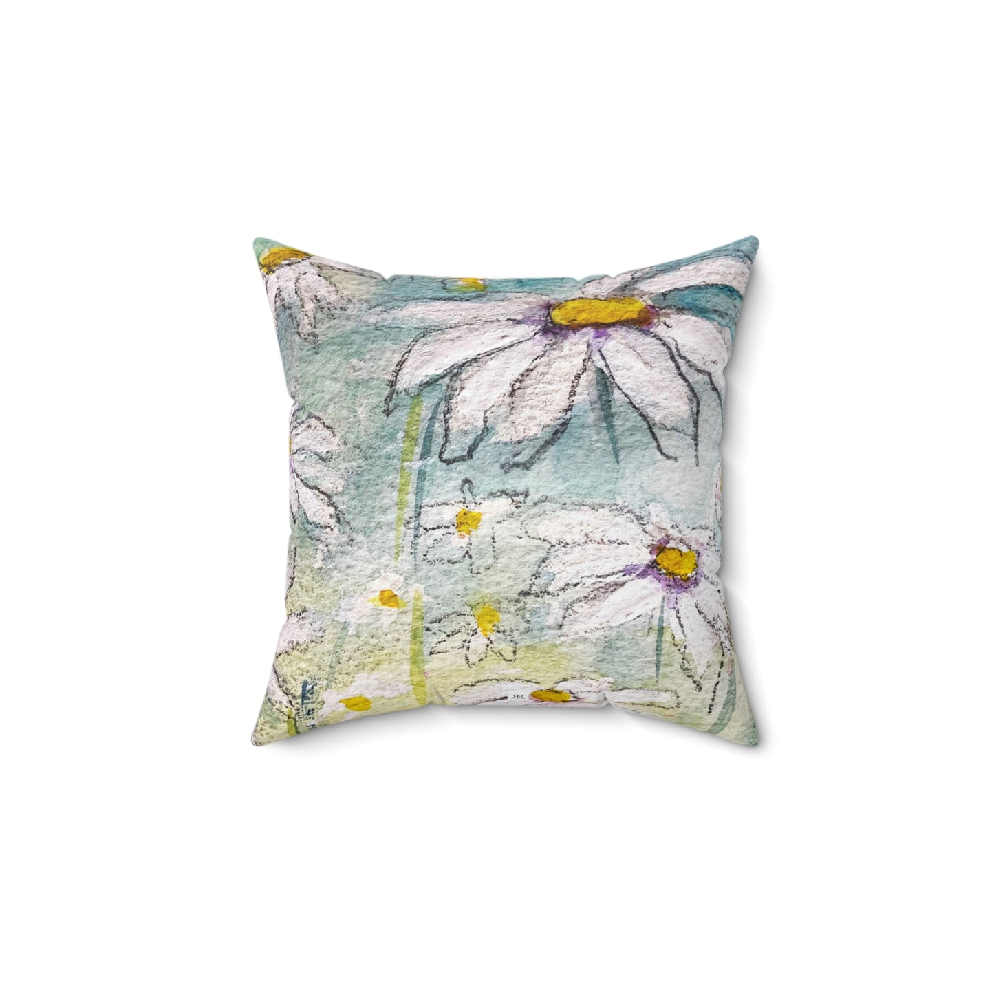 Indoor Spun Polyester Square Pillow-Daisies