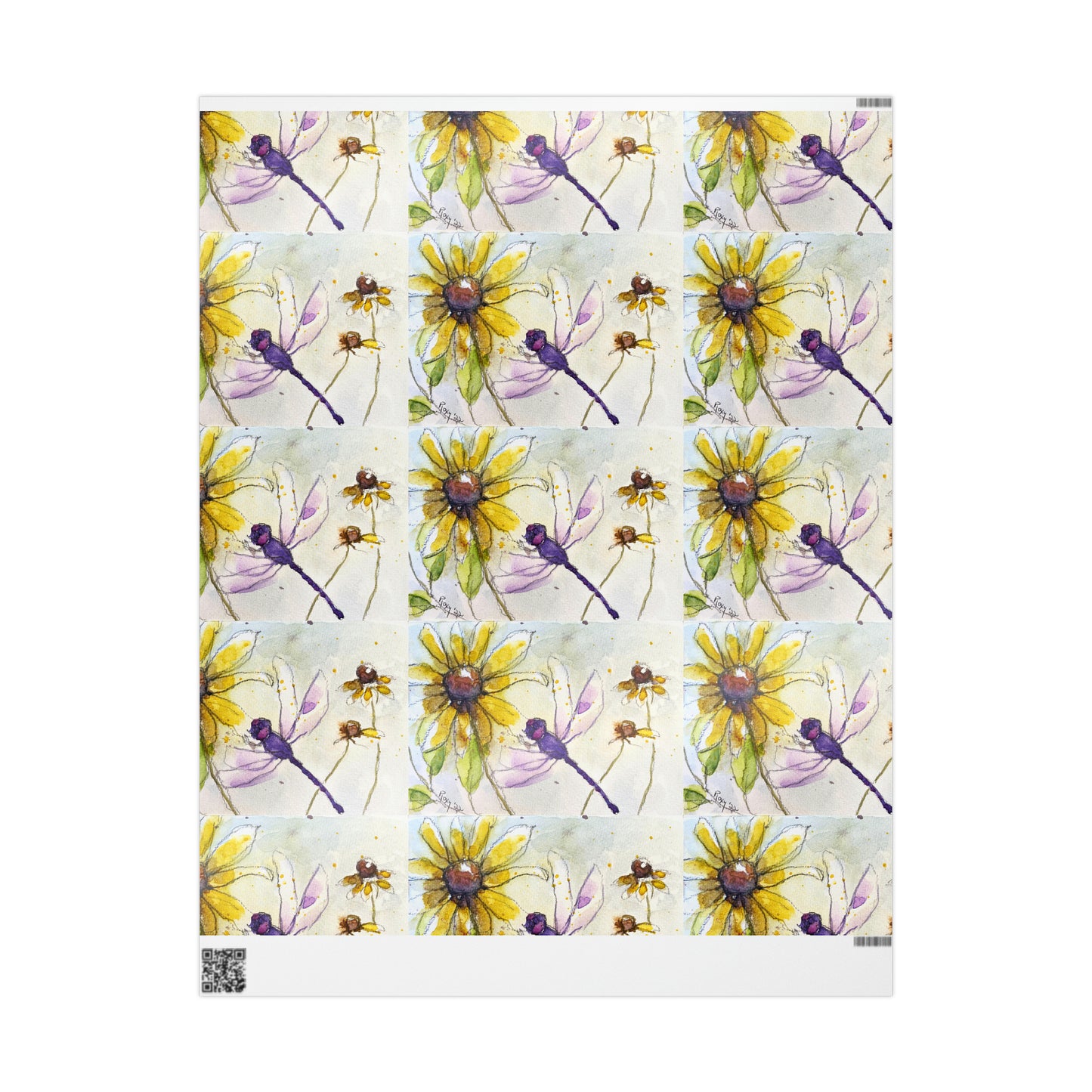 Purple Dragonfly on a Coneflower (3 Sizes) Wrapping Papers
