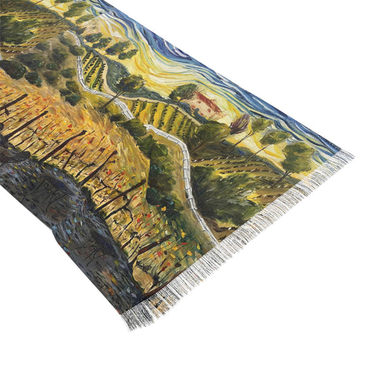 Colorful Scarf — Artistic Lightweight Neck Wrap- Sunset at the Villa-Temecula