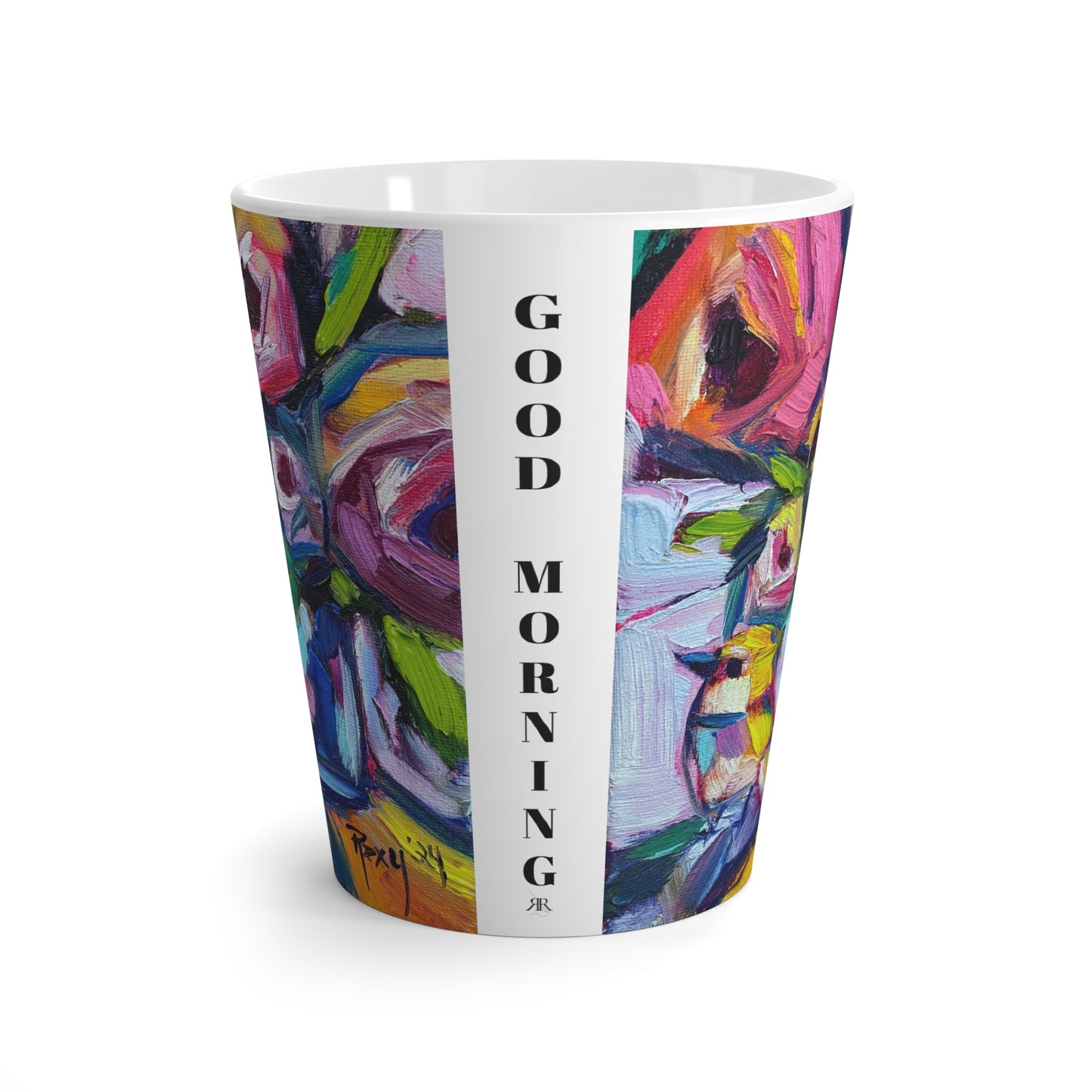 Mug - Good Morning Abstract Roses and Tit Bird-Made in and Ships from USA