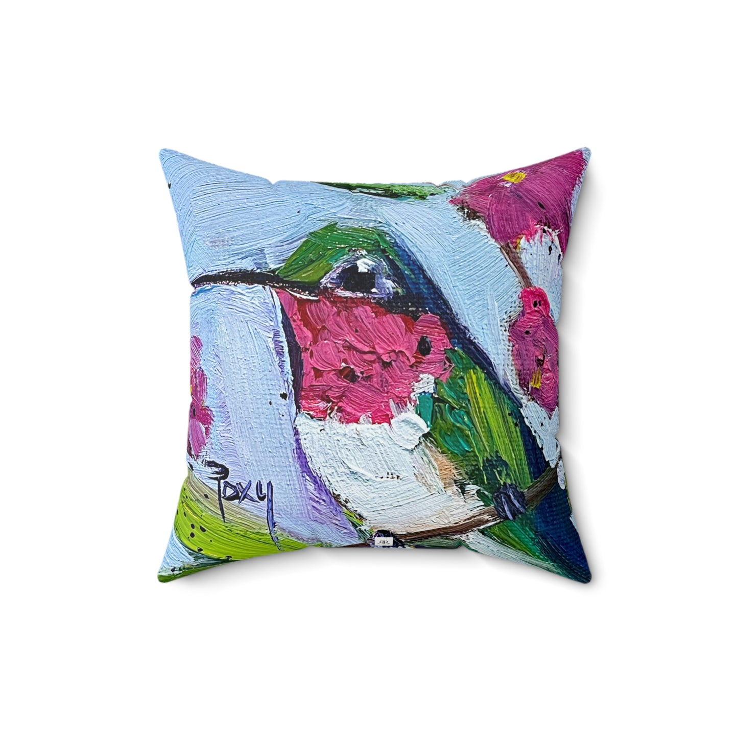 Pink Pretties Hummingbird Indoor Spun Polyester Square Pillow