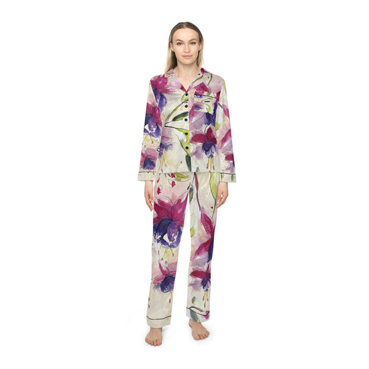 Satin Pajamas - Fluffy Fuchsias
