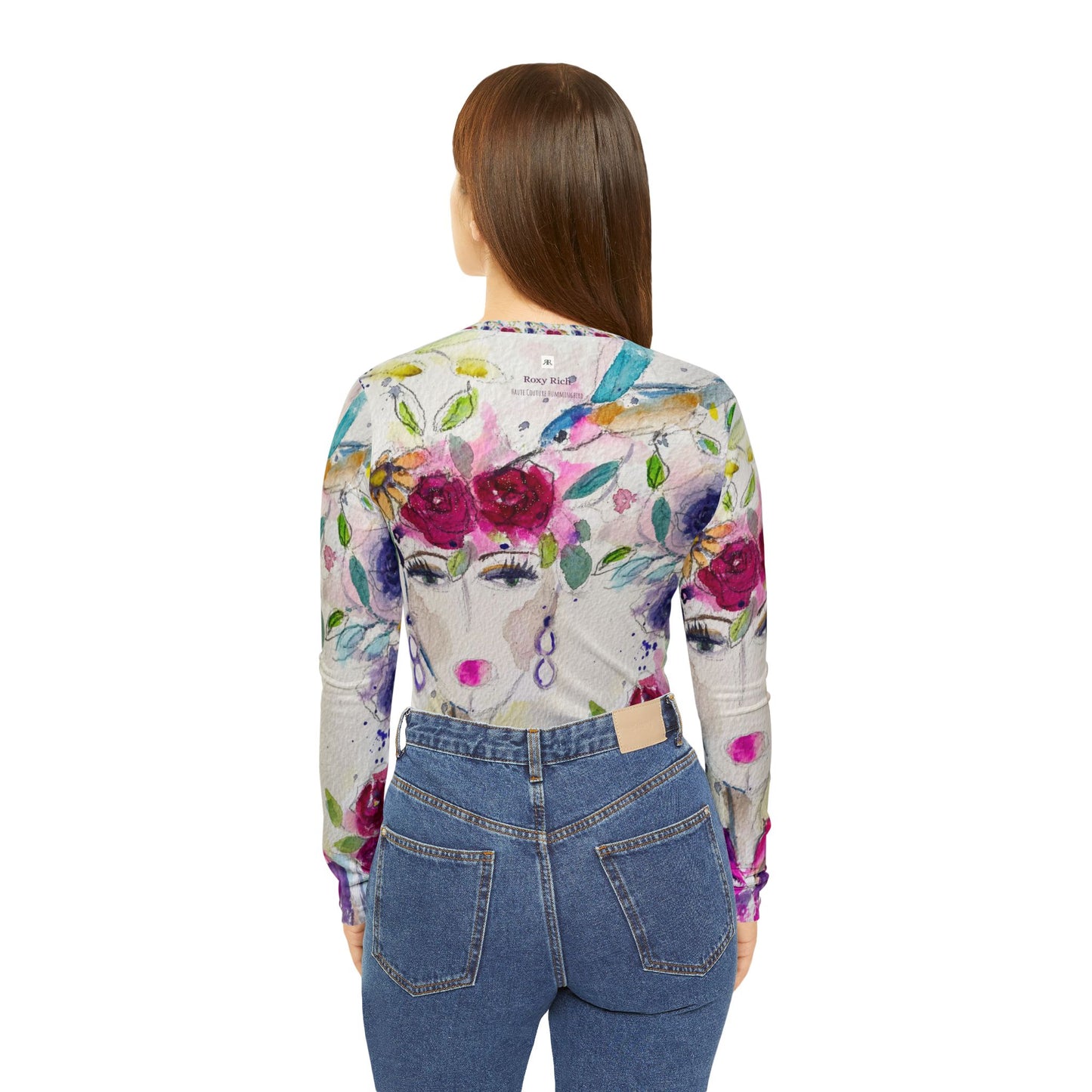 Long Sleeve Shirt- Haute Couture Hummingbird- V-neck Women's