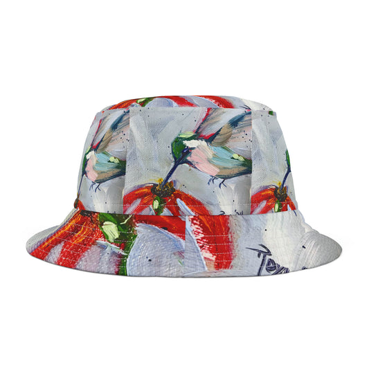 Hummingbird at a Coneflower Bucket Hat