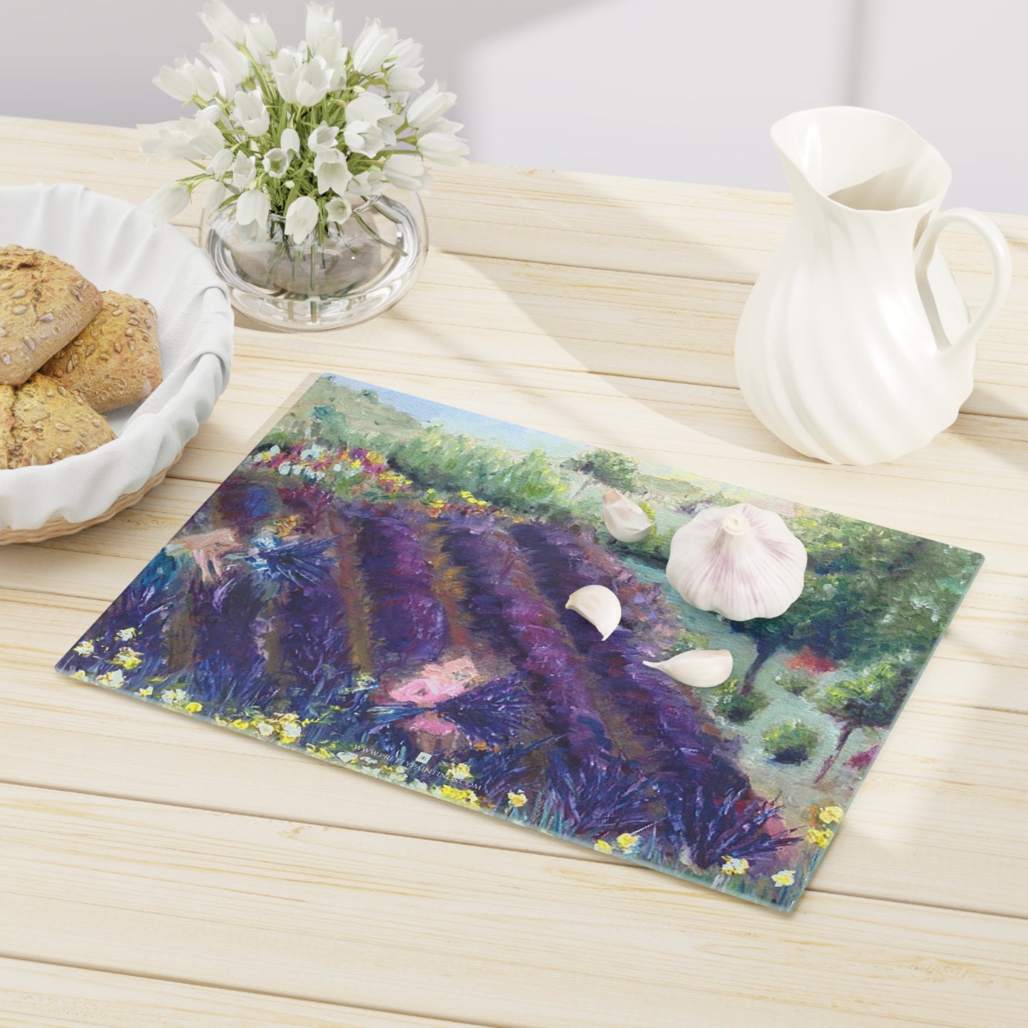 Provence Lavender Farm Glass Cutting Board
