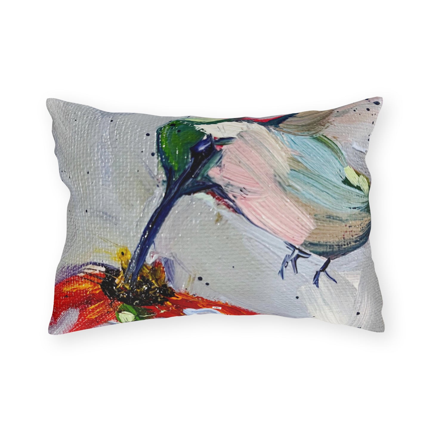 Hummingbird at a Coneflower Outdoor Pillows