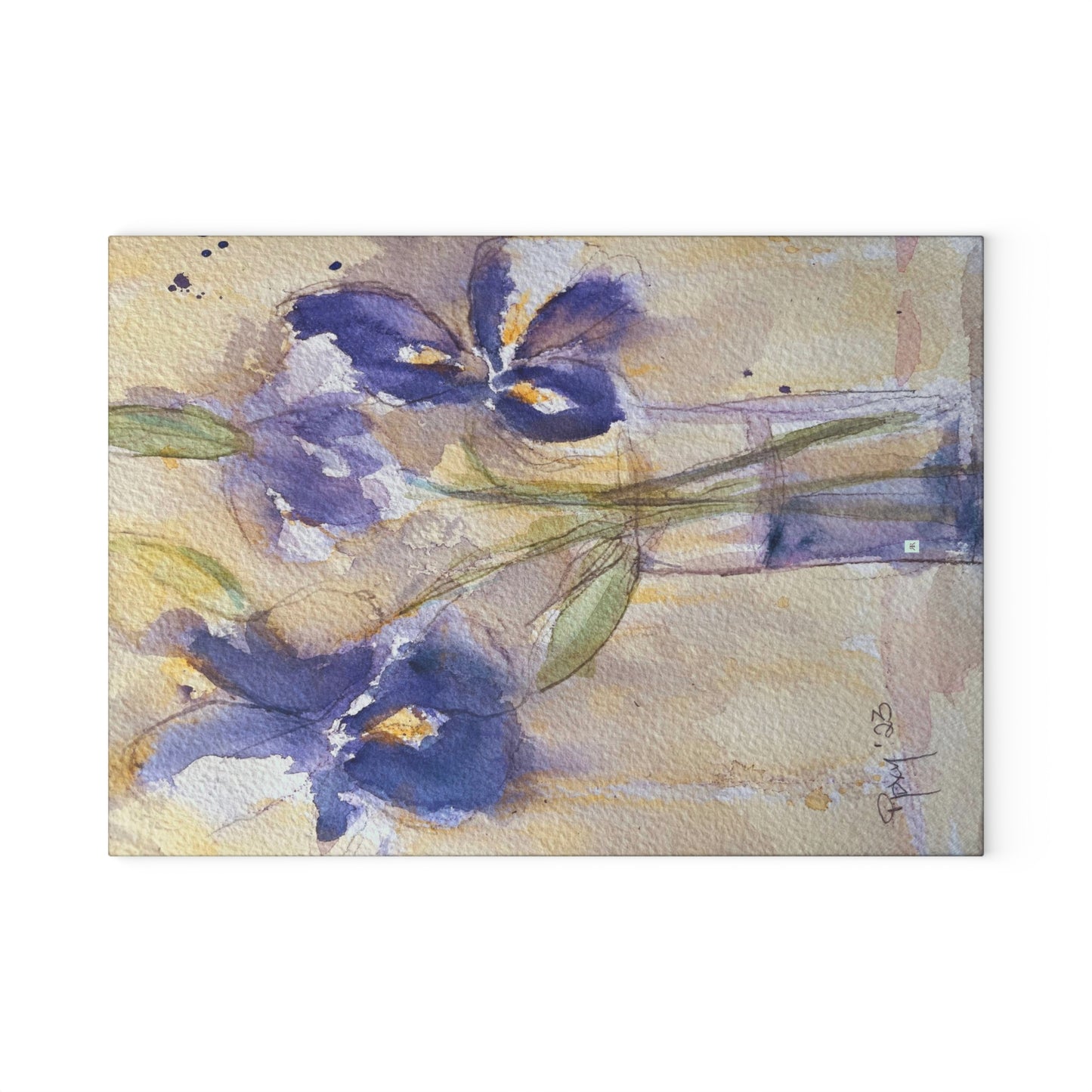 Purple Irises Glass Cutting Board