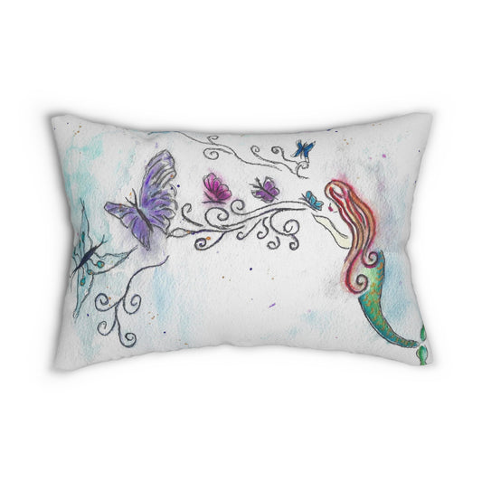 Mermaid Butterfly Kisses Lumbar Pillow