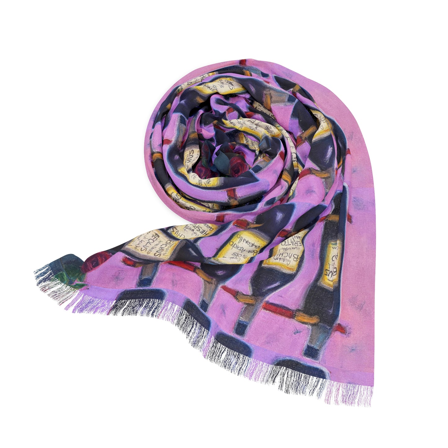 Colorful Scarf — Artistic Lightweight Neck Wrap- Bachus Reserves-GBV Wine Rack and Roses