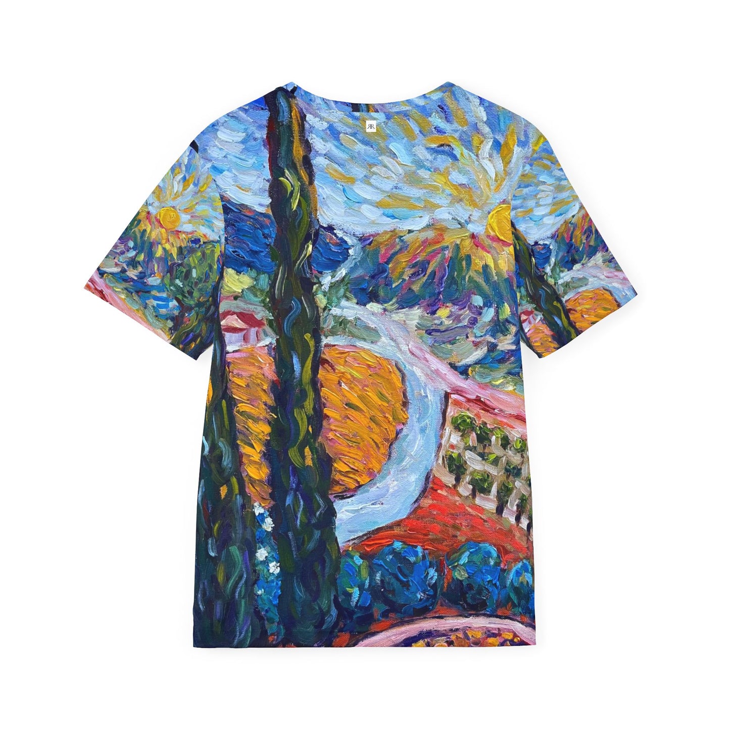 Men's Sports Jersey - Sunny Cypresses, Colorful Contemporary Impressionism Design