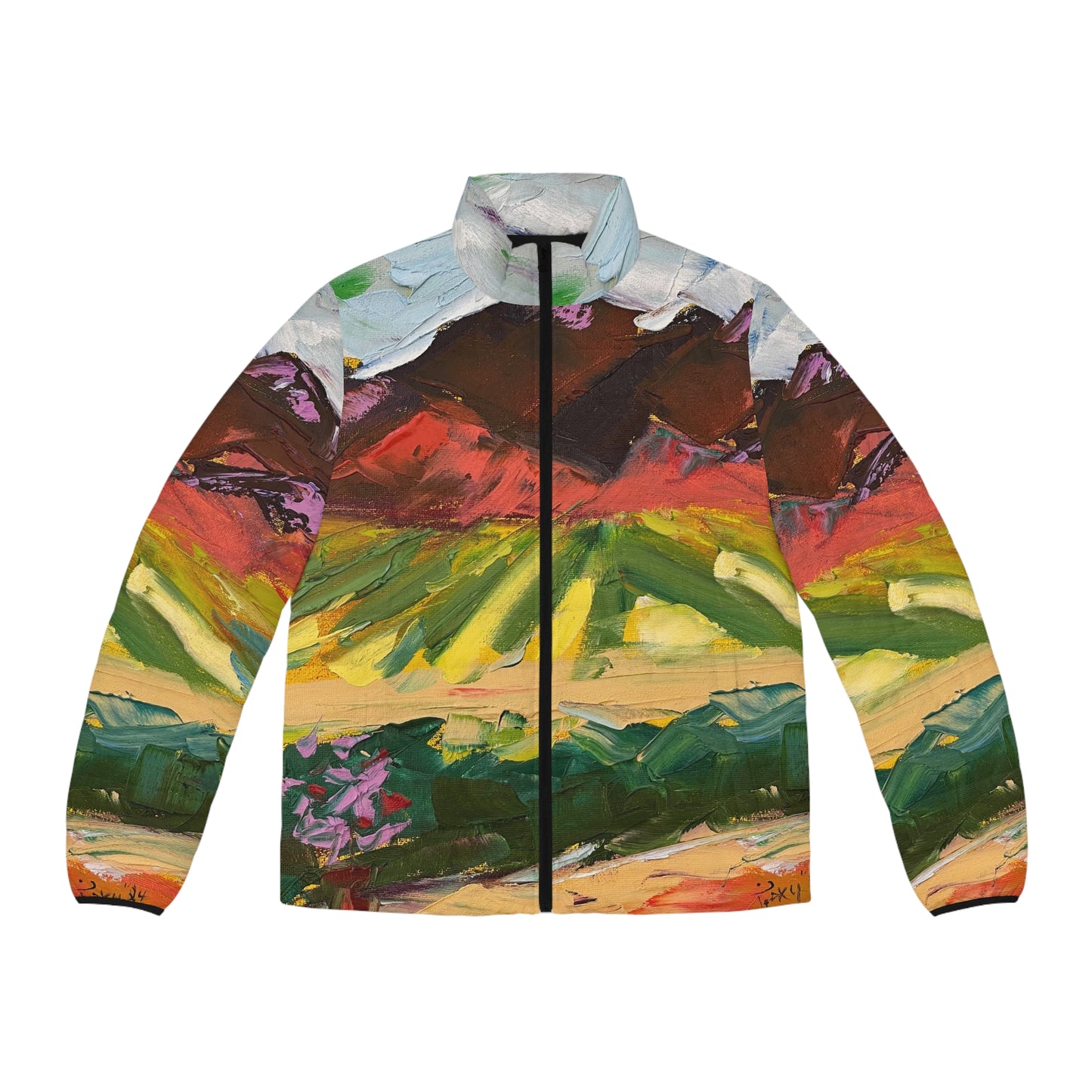Men's Puffer Jacket - Roxy Rich Art, Unique Bright Colors-Mountain View at Chapin