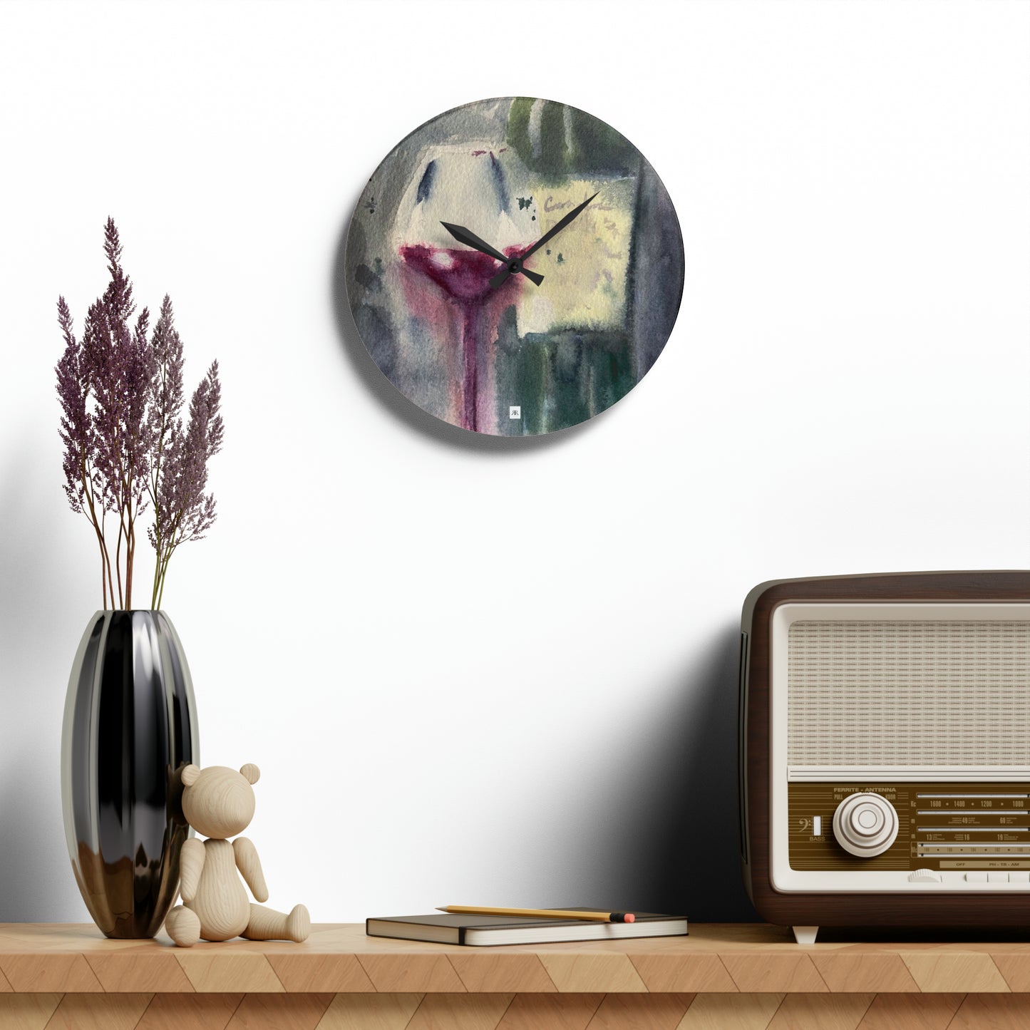 Wine Bottle and Glass Acrylic Wall Clock