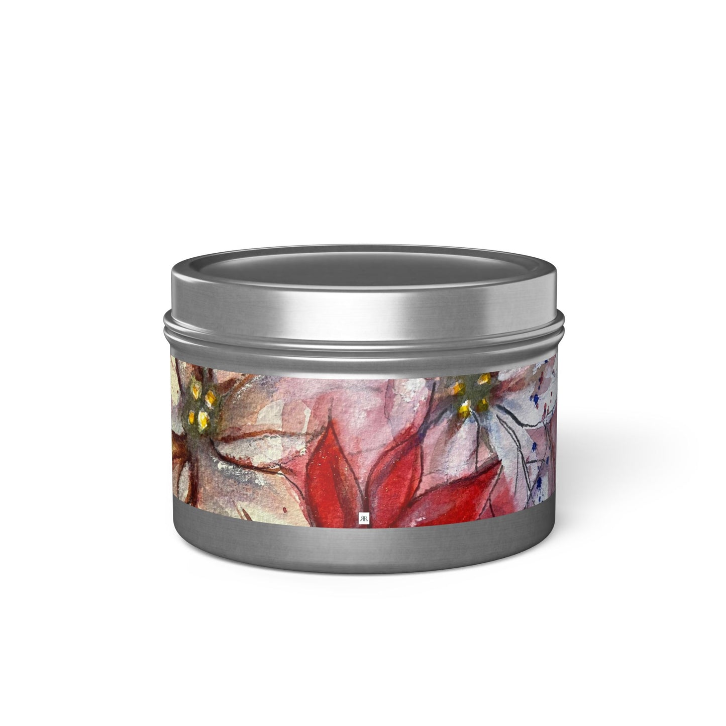 Tin Candle-Poinsettias