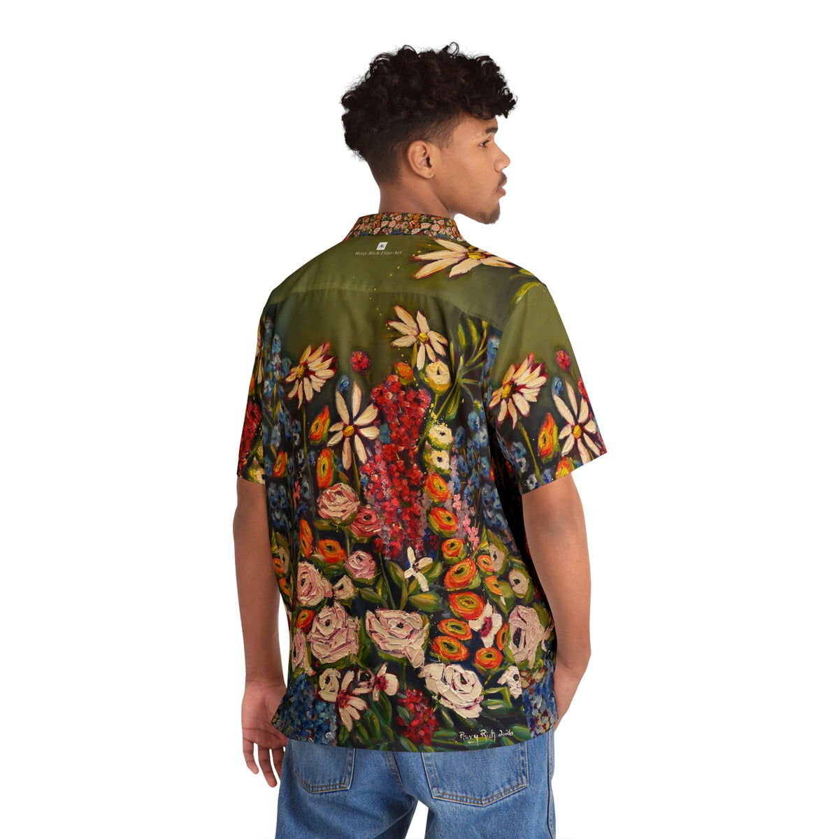 Men's Hawaiian Shirt- Moonlight Meadow