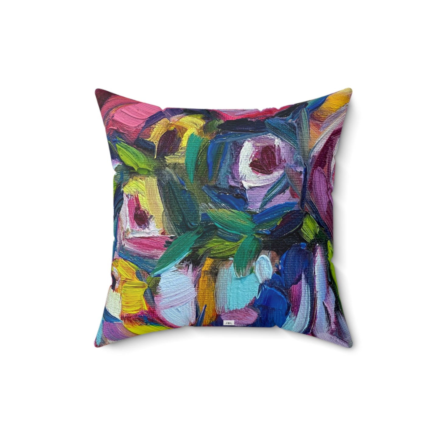 Abstract Roses and Warbler Color Blast Indoor Spun Polyester Square Pillow