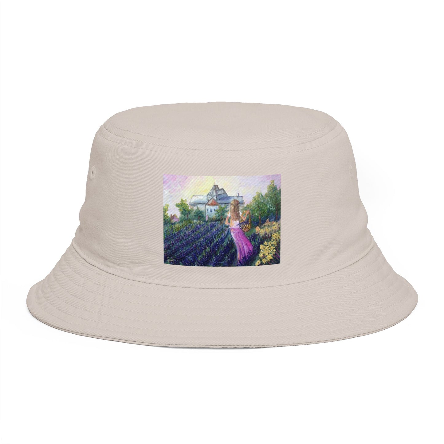 Roxy Rich Fine Art -Girl in a Lavender Field - Stylish Durable Bucket Hat