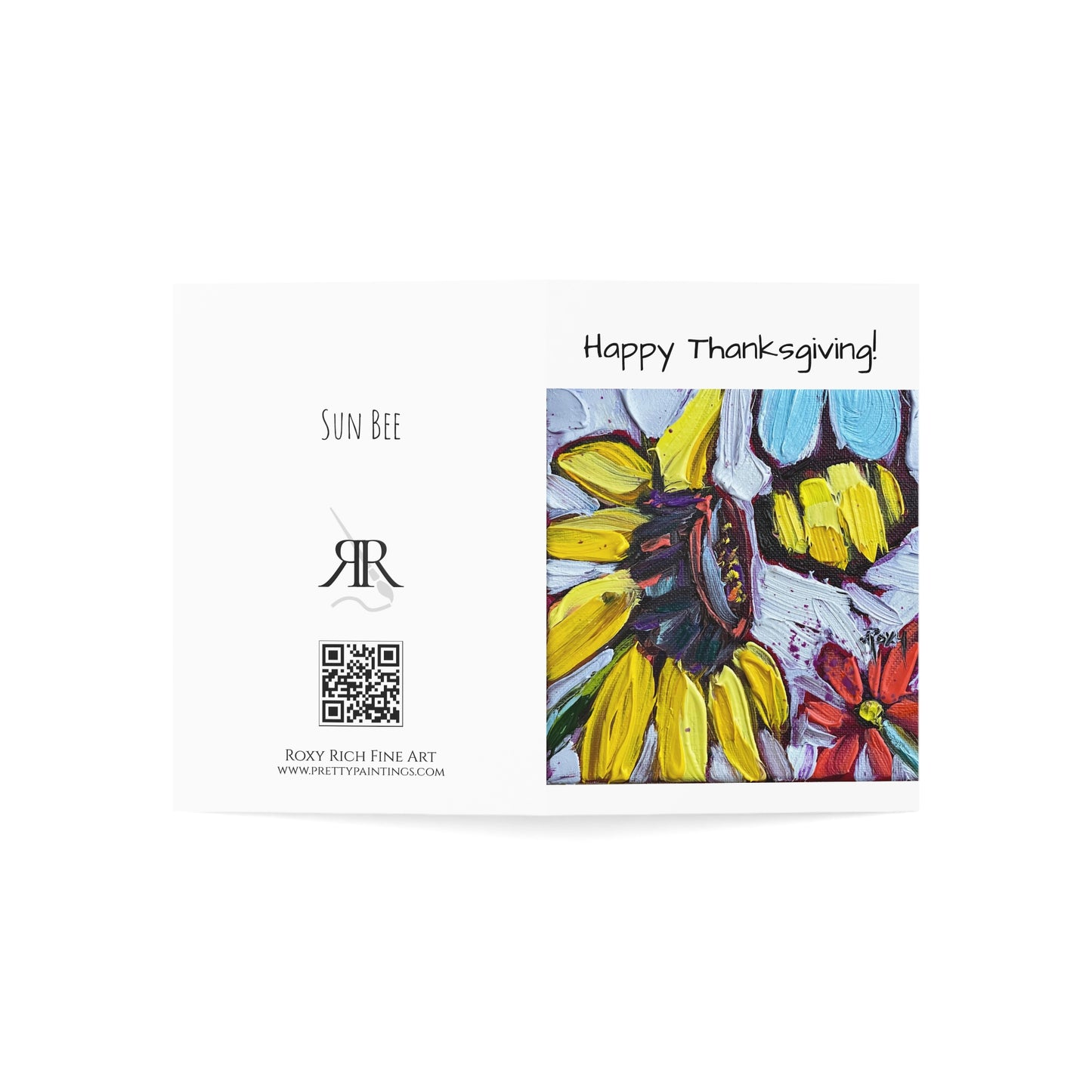 Sun Bee "Happy Thanksgiving" -Blank Inside Folded Greeting Cards