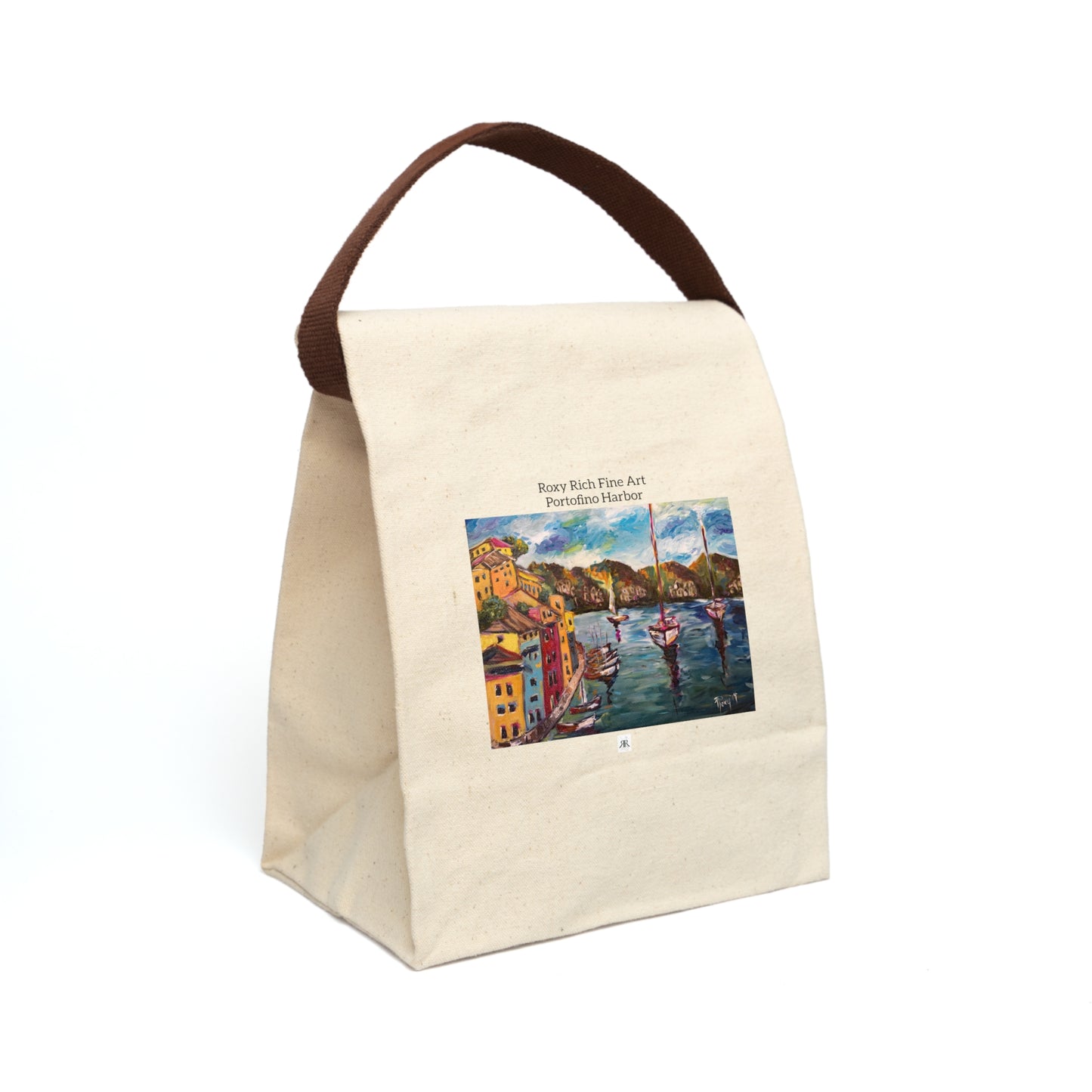 Portofino Harbor Canvas Lunch Bag With Strap