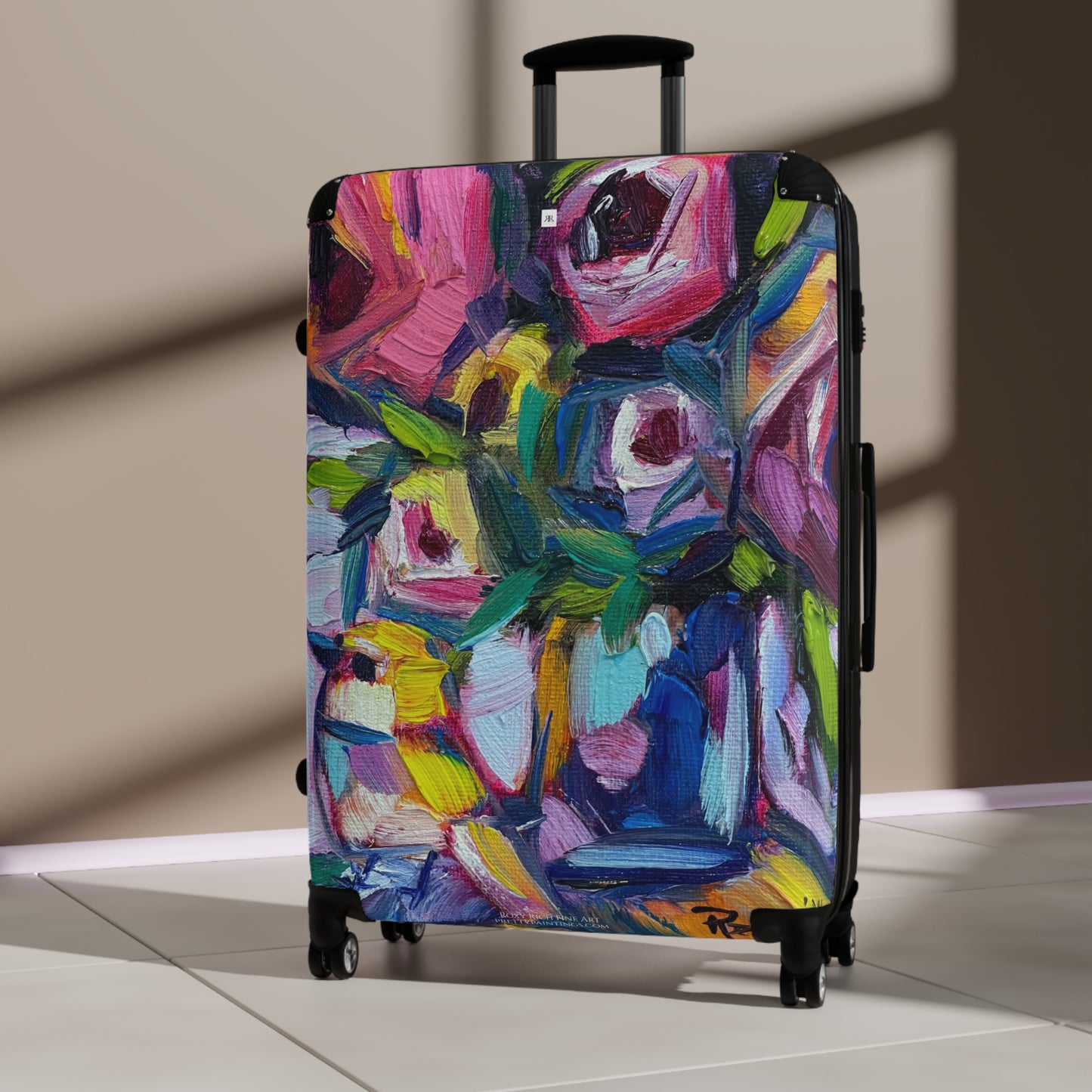 Abstract Roses and Bird Carry on Suitcase (Choose from 3 sizes)