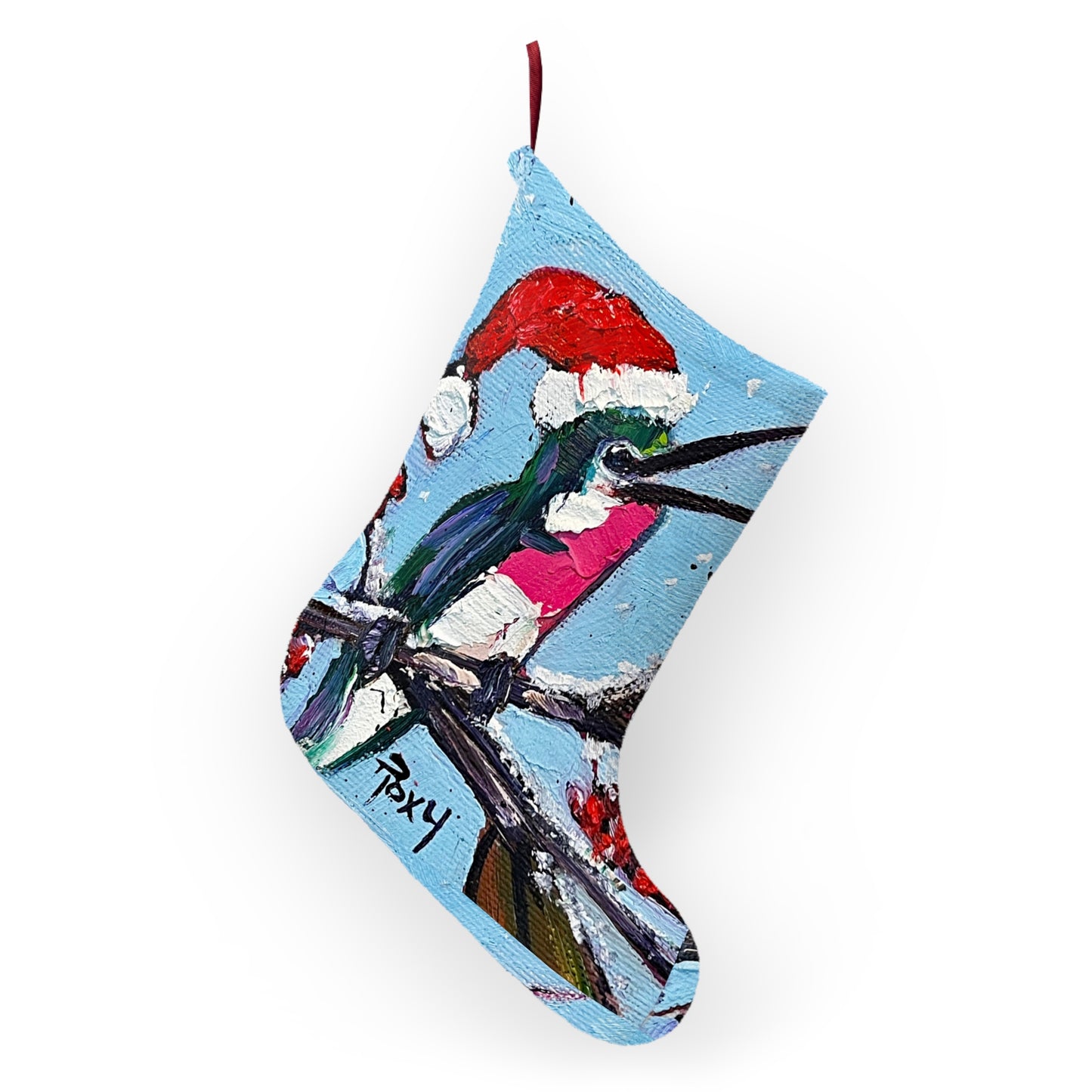 Merry and Bright Holiday Hummingbird  Christmas Stocking