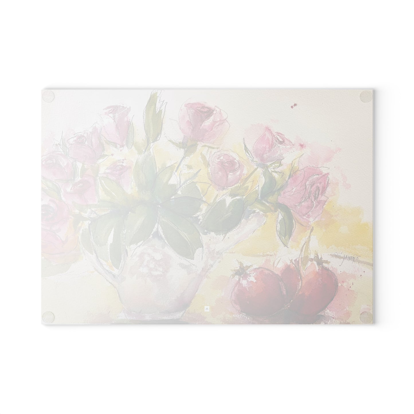 Roses and Pomegranates Glass Cutting Board