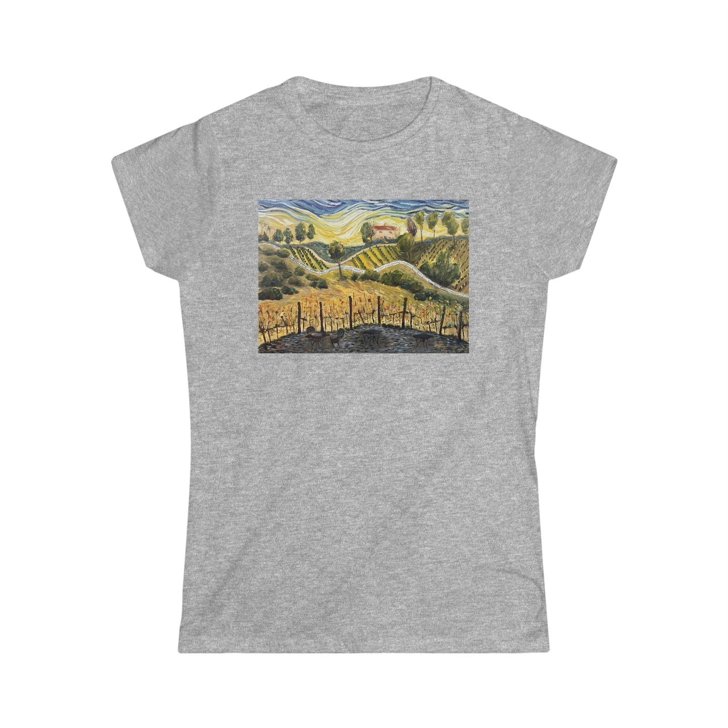 Coucher de soleil à la villa de Gershon Bachus Vintners T-shirt semi-ajusté softstyle pour femmes