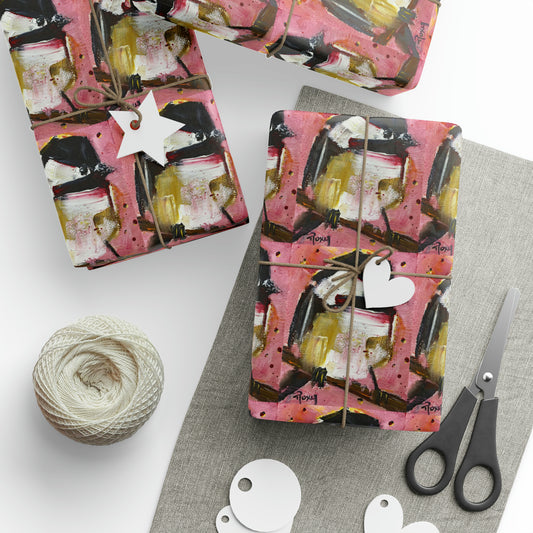 Adorable Chickadee on Pink Background (3 Sizes) Wrapping Papers