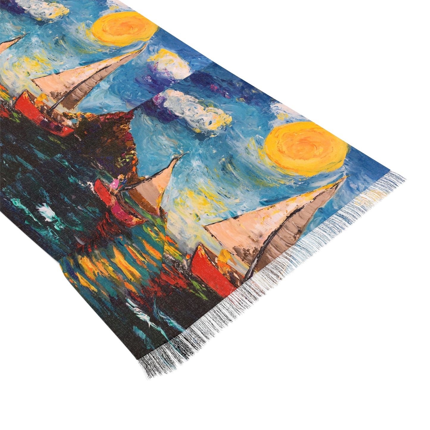 Colorful Scarf — Artistic Lightweight Neck Wrap- Sunny Sails