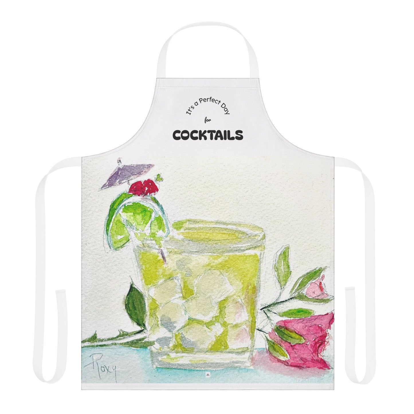 A Perfect Day for Cocktails- Art Apron — "Choose Your Straps"