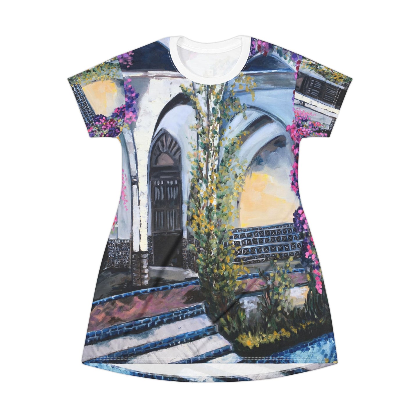 T-Shirt Dress (AOP)-Paris Wisteria