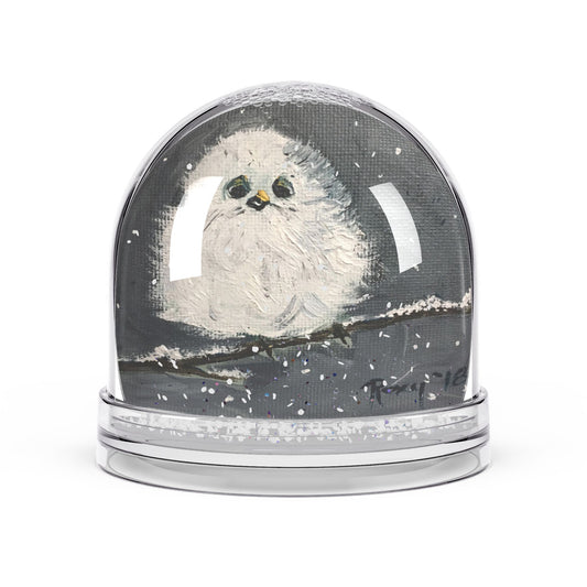 Snow Globe - Adorable Baby Tit Bird perched on a Snowy Branch