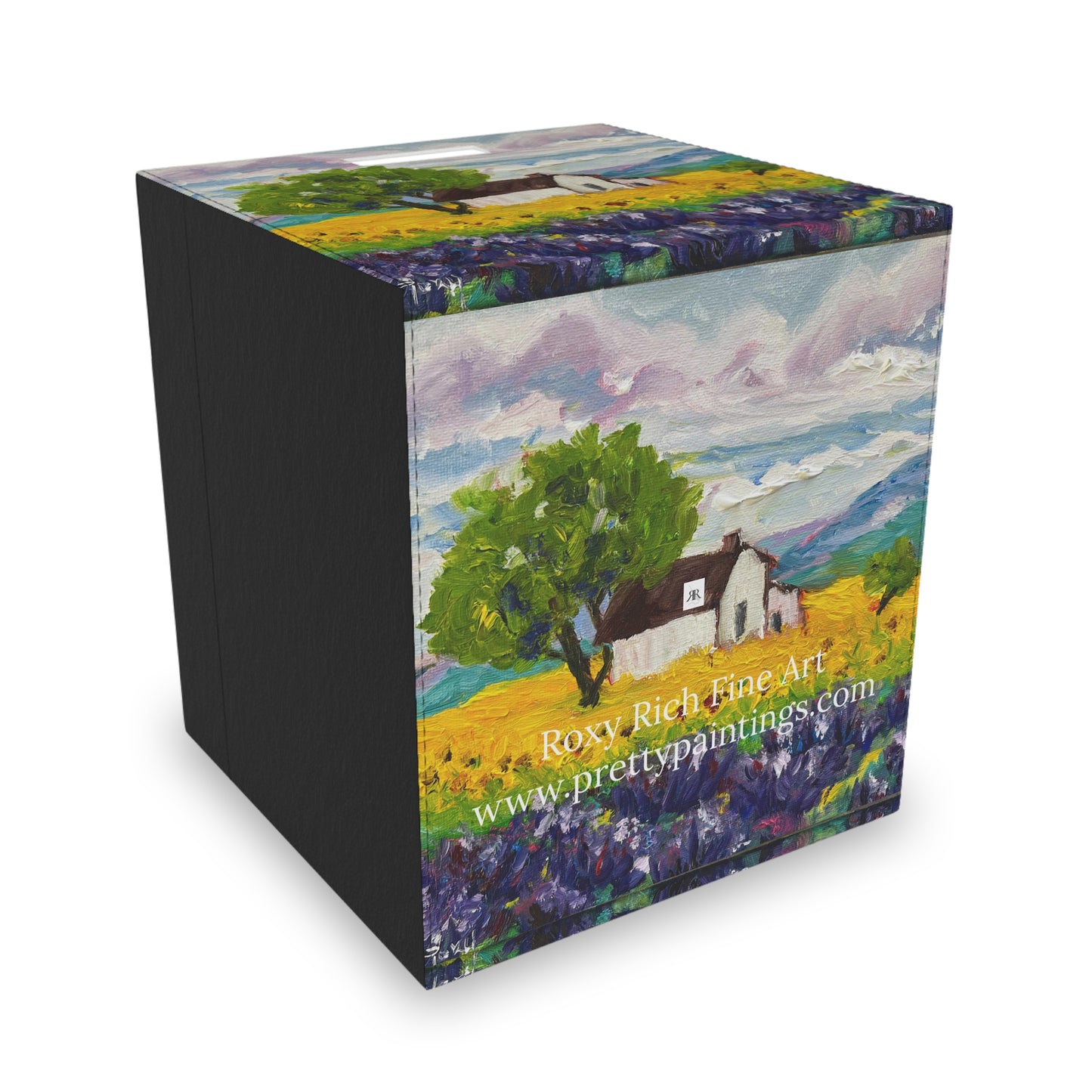 Caja de almacenamiento de fieltro provenzal de girasoles y lavanda